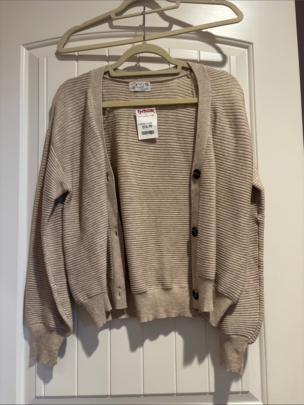 Cozy Ribbed Button-Front Cardigan - Beige